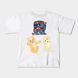 Adorable Newborn Baby Kittens & Puppies Kids T-Shirt